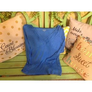 Blue v-neck George ladies long sleeve blouse